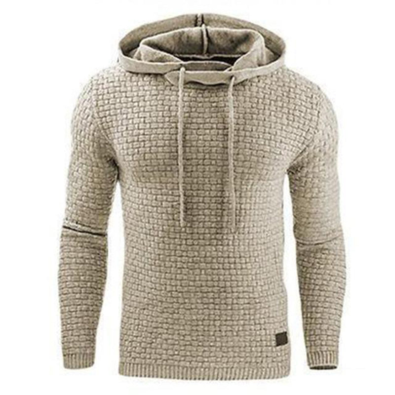 Long Sleeve Solid Knitted Hoodie Pullover Sweater Mens Hooded Sweatshirt