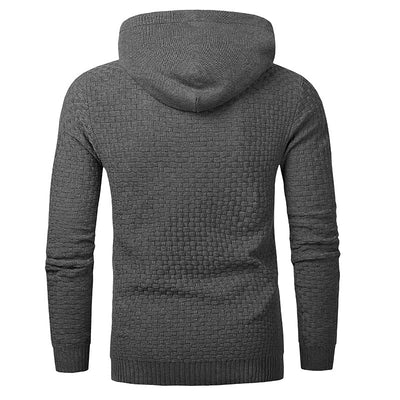 Long Sleeve Solid Knitted Hoodie Pullover Sweater Mens Hooded Sweatshirt