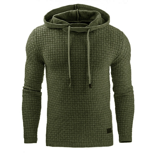 Long Sleeve Solid Knitted Hoodie Pullover Sweater Mens Hooded Sweatshirt