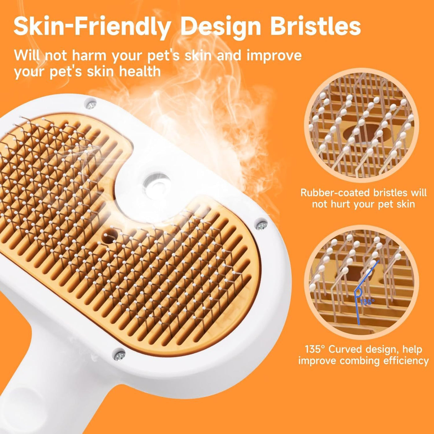 3-in-1 Pet Steam Brush for Cats & Dogs | Spray Hair Removal Comb Kit