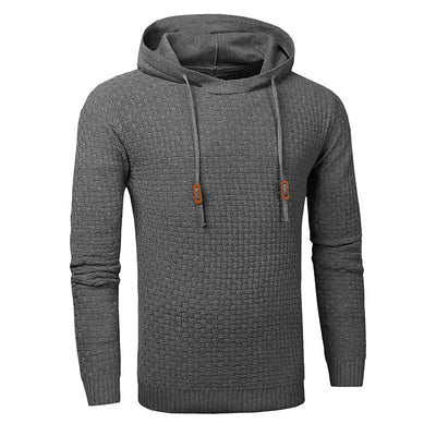 Long Sleeve Solid Knitted Hoodie Pullover Sweater Mens Hooded Sweatshirt