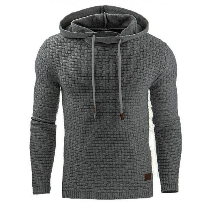 Long Sleeve Solid Knitted Hoodie Pullover Sweater Mens Hooded Sweatshirt