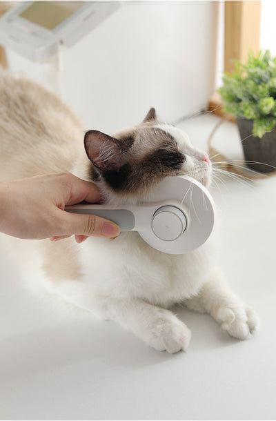 Round Handle Pet Comb | Self-Cleaning Stainless Steel Grooming Brush for Dogs & Cats