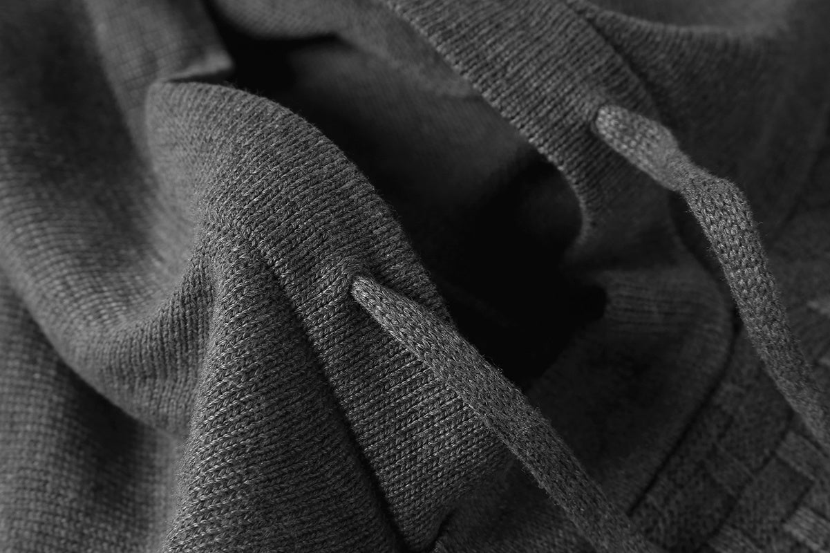 Long Sleeve Solid Knitted Hoodie Pullover Sweater Mens Hooded Sweatshirt