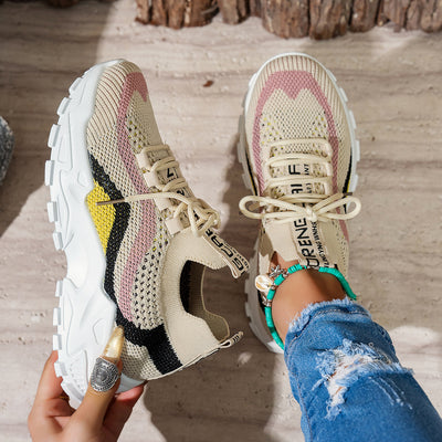 Women’s Lightweight Soft-Bottom Casual Shoes – Breathable Mesh Lace-Up Sports Sneakers