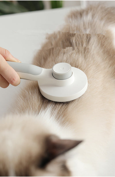Round Handle Pet Comb | Self-Cleaning Stainless Steel Grooming Brush for Dogs & Cats