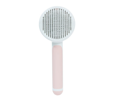 Round Handle Pet Comb | Self-Cleaning Stainless Steel Grooming Brush for Dogs & Cats