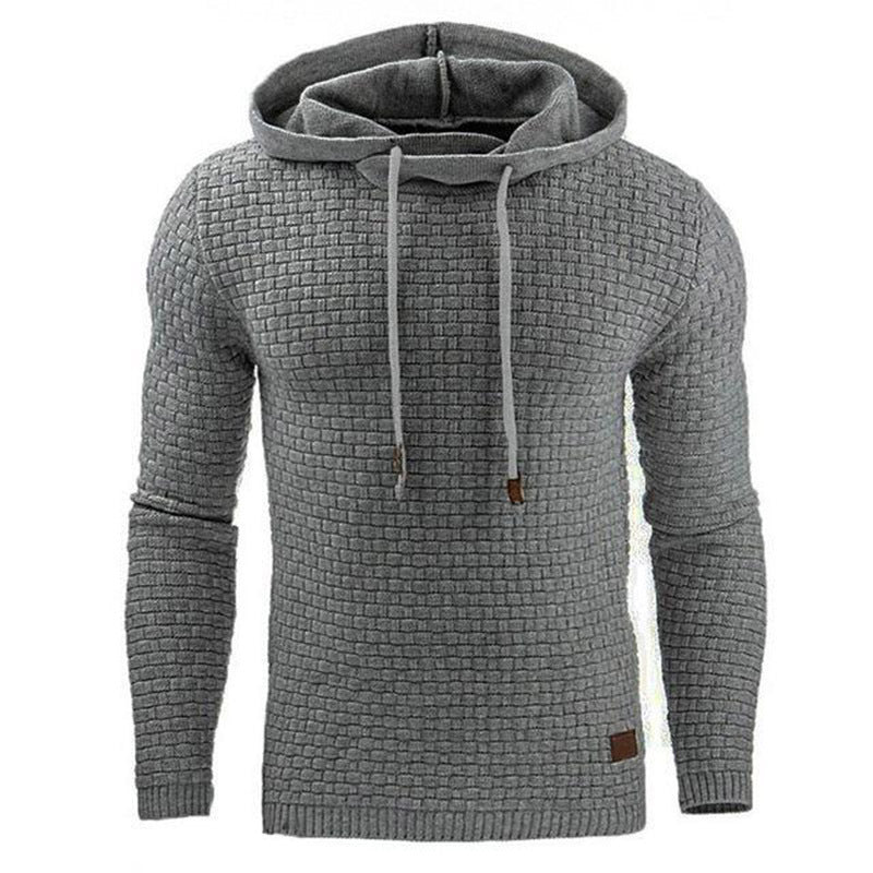 Long Sleeve Solid Knitted Hoodie Pullover Sweater Mens Hooded Sweatshirt