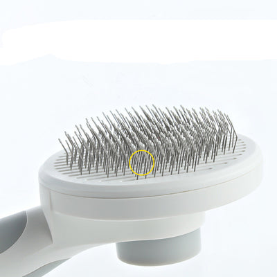 Round Handle Pet Comb | Self-Cleaning Stainless Steel Grooming Brush for Dogs & Cats