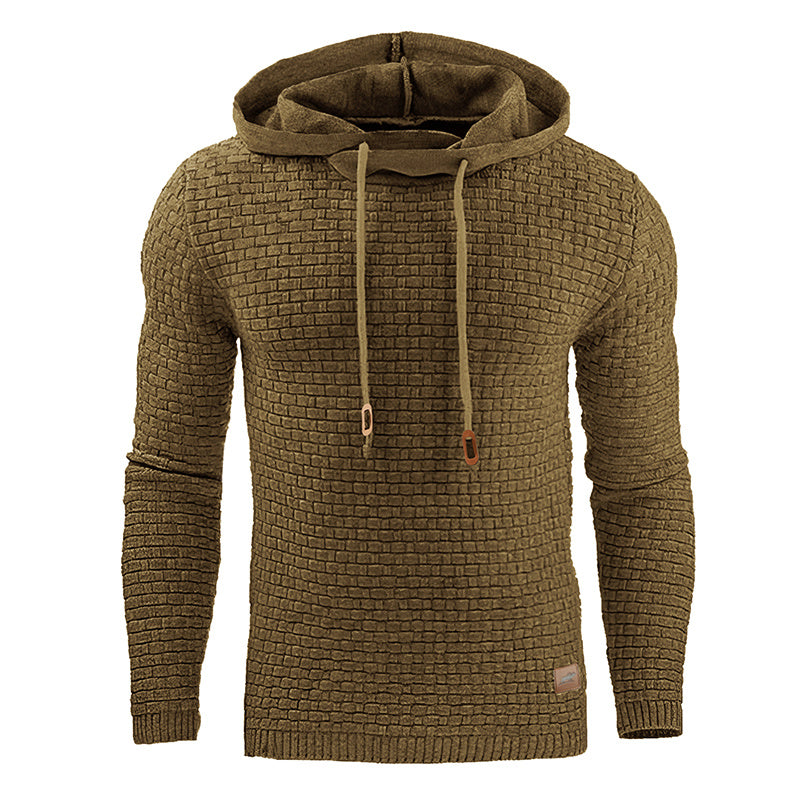 Long Sleeve Solid Knitted Hoodie Pullover Sweater Mens Hooded Sweatshirt