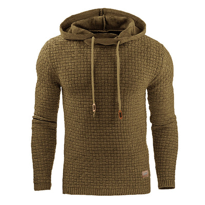 Long Sleeve Solid Knitted Hoodie Pullover Sweater Mens Hooded Sweatshirt