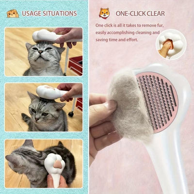 Magic Pet Comb | Paw-Shaped Cat & Dog Grooming Brush, One-Click Hair Release