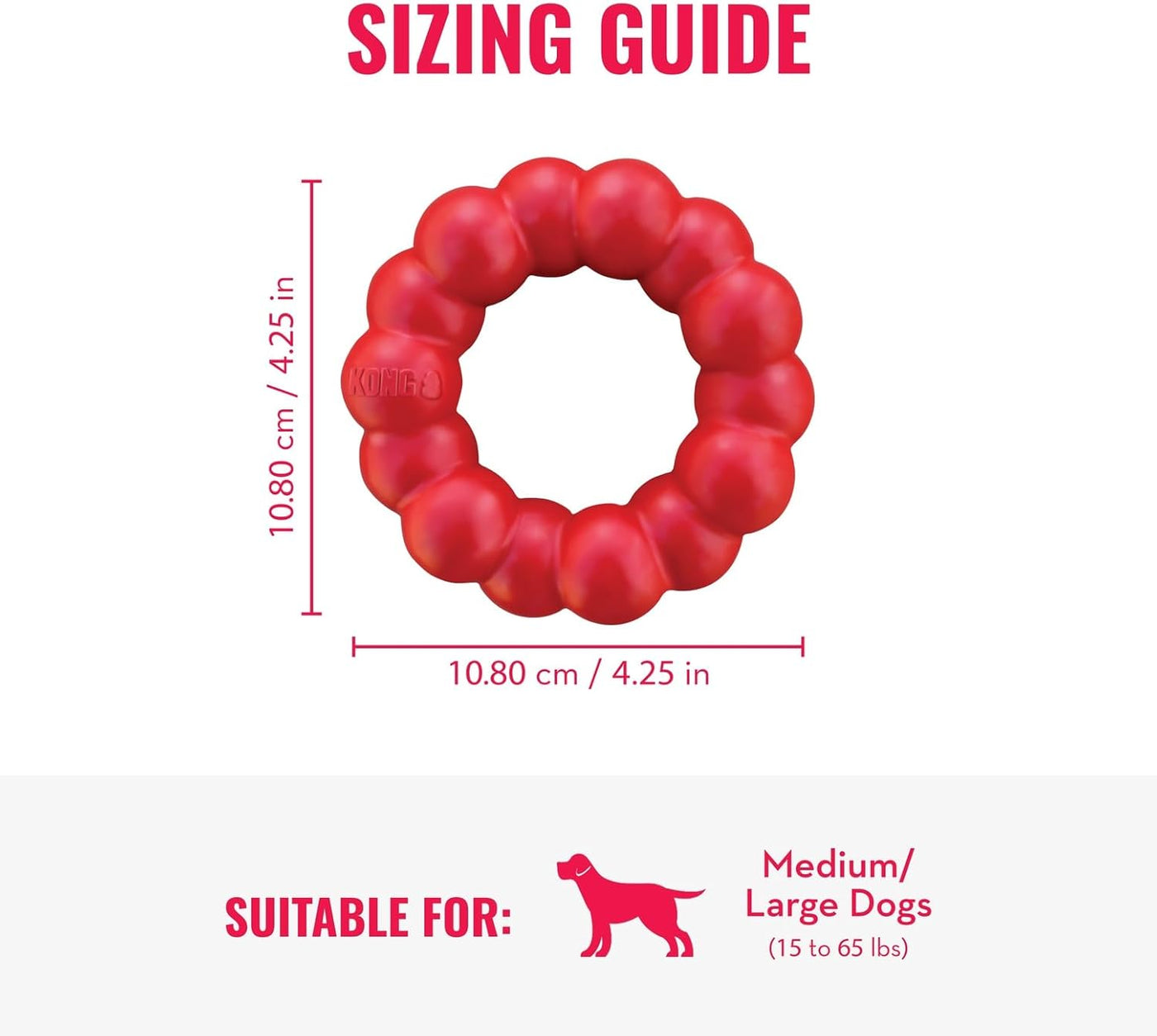 KONG Ring Dog Toy – Durable Natural Rubber Chew Ring for Medium/Large Dogs