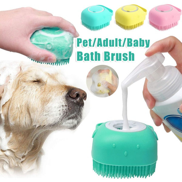 Silicone Dog Bath Massage Brush | Pet Cat Grooming & Shampoo Tool