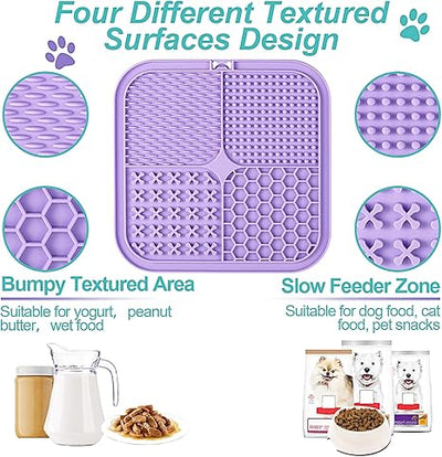 LUKITO 2 Pack Lick Mat for Dogs & Cats | Anxiety Relief & Slow Feeder Pad