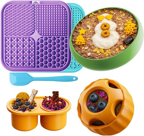 LUKITO 6-in-1 Dog Lick Mat & Bowl Set | Anxiety Relief & Frozen Treat Toy
