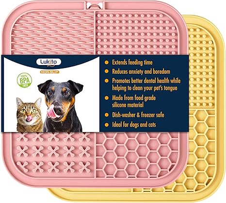 LUKITO 2 Pack Lick Mat for Dogs & Cats | Anxiety Relief & Slow Feeder Pad