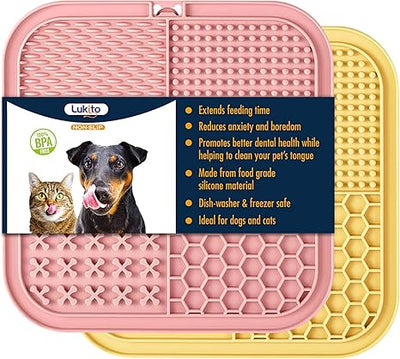 LUKITO 2 Pack Lick Mat for Dogs & Cats | Anxiety Relief & Slow Feeder Pad