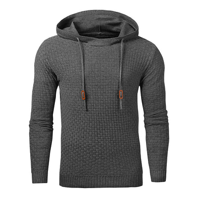 Long Sleeve Solid Knitted Hoodie Pullover Sweater Mens Hooded Sweatshirt