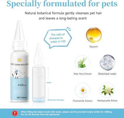 3-in-1 Pet Steam Brush for Cats & Dogs | Spray Hair Removal Comb Kit