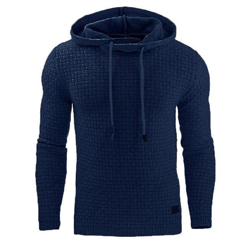 Long Sleeve Solid Knitted Hoodie Pullover Sweater Mens Hooded Sweatshirt
