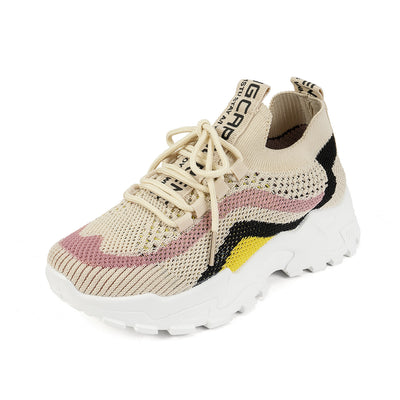 Women’s Lightweight Soft-Bottom Casual Shoes – Breathable Mesh Lace-Up Sports Sneakers